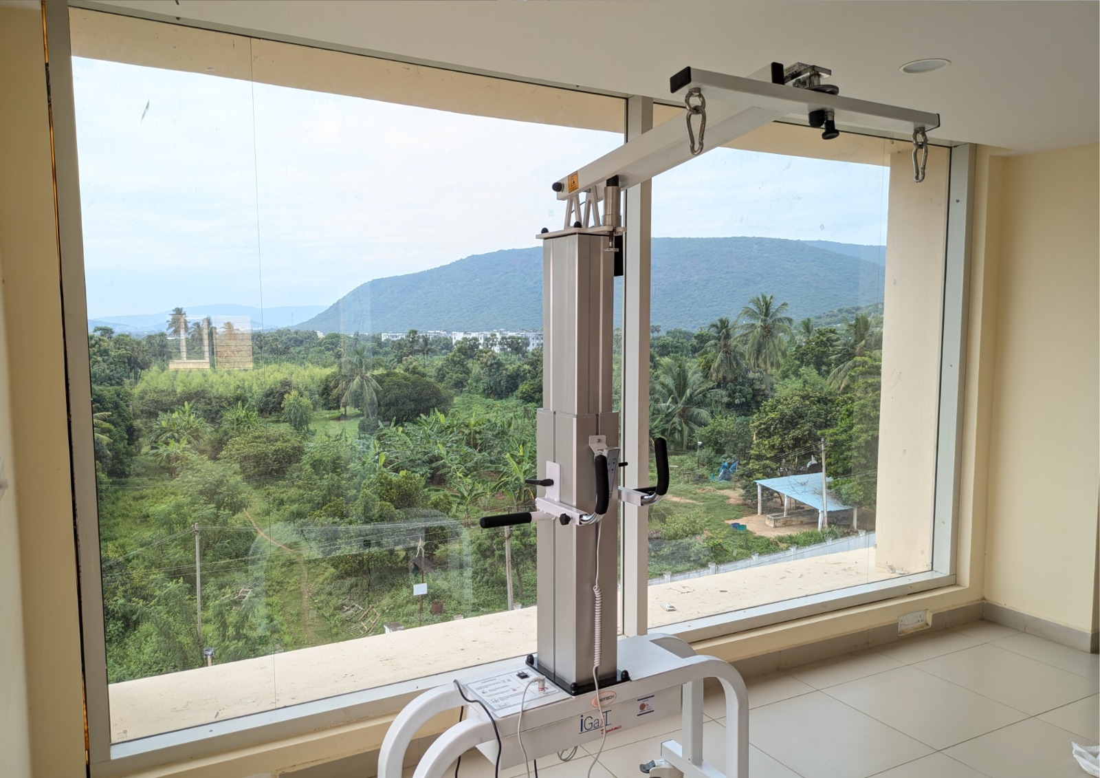 A view of the solar panels on the facility roof.